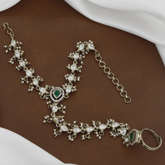 Antique Kundan & Pearl Hath Panja for Weddings