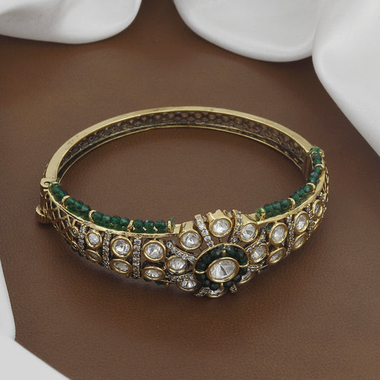 Traditional Indian Antique Gold-Plated Free Size Kada