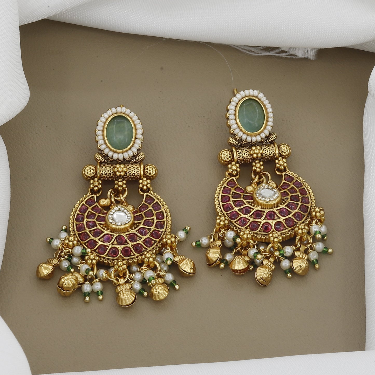 Antique Finish Statement Kundan & Gemstone Wedding Necklace Set