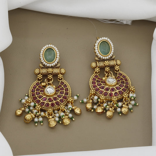 Antique Finish Statement Kundan & Gemstone Wedding Necklace Set