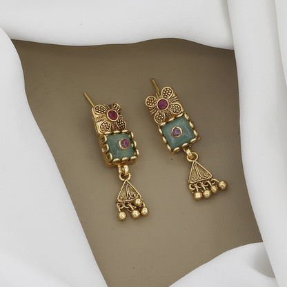 Antique Gold Charm & Pearl Beaded Necklace Set