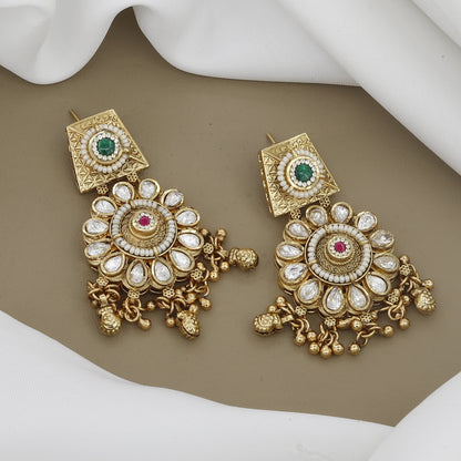 Antique Necklace Set with Kundan Work & Earrings