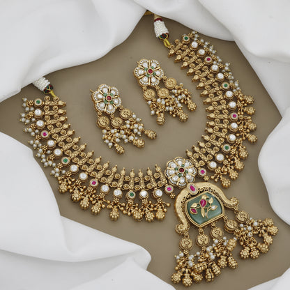Traditional Design Antique Necklace Set with Earrings