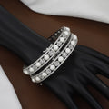 Silver Tone (Openable) Set of 2 Pearl & Cubic Zirconia Bangles