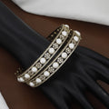 Mehndi Polished (Openable) Set of 2 Pearl & Cubic Zirconia Bangles