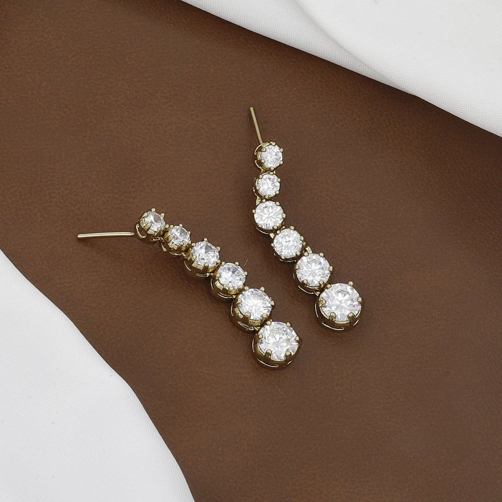 Mehndi Polish Classic Solitaire Diamond Look Tennis Necklace & Earring Set