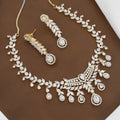 Gold-Plated American Diamond Floral Necklace & Earring Set