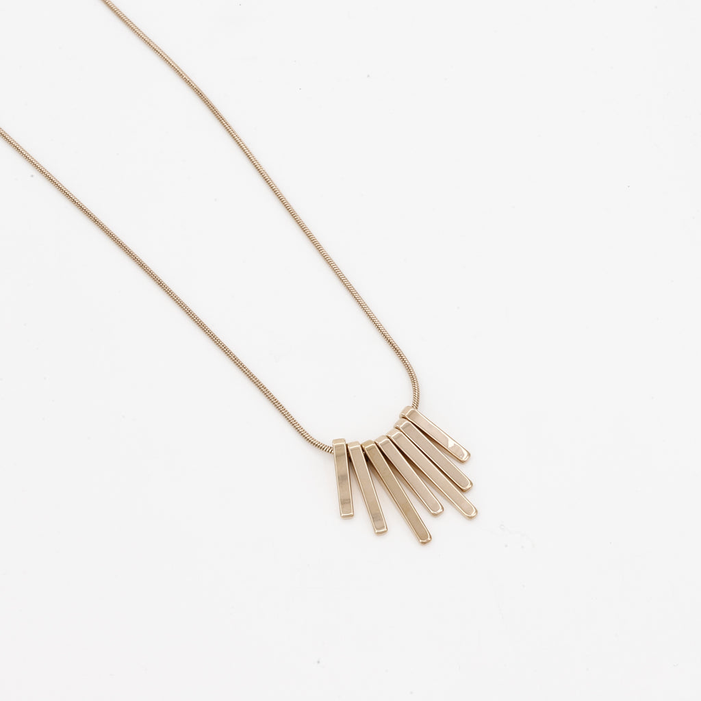 Modern Gold Geometric Bar Fringe Necklace