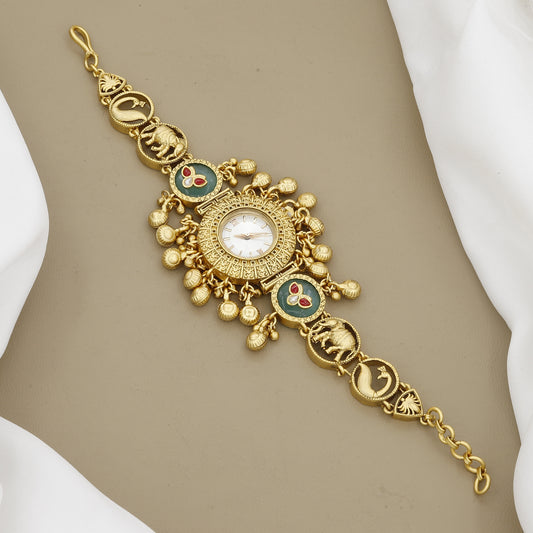 Gold-Tone Pearl Cluster Adjustable Bolo Bracelet for Women
