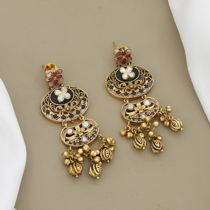 Antique Gold Tone, Multi-Stone & Enamel Work Necklace Set