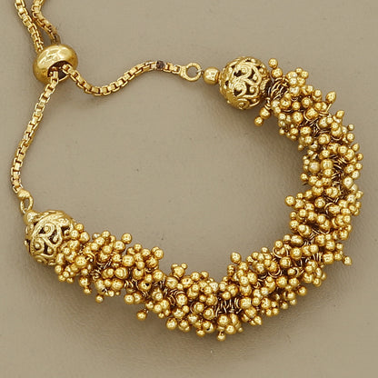 Taditional Indian Style Gold Beaded Bolo Bracelet for Festive Occasions