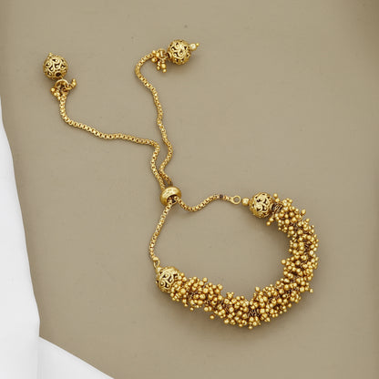 Taditional Indian Style Gold Beaded Bolo Bracelet for Festive Occasions