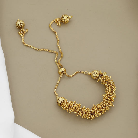 Taditional Indian Style Gold Beaded Bolo Bracelet for Festive Occasions