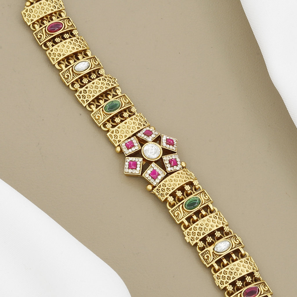 Antique Intricate Floral Design Gold Plated Bracelet