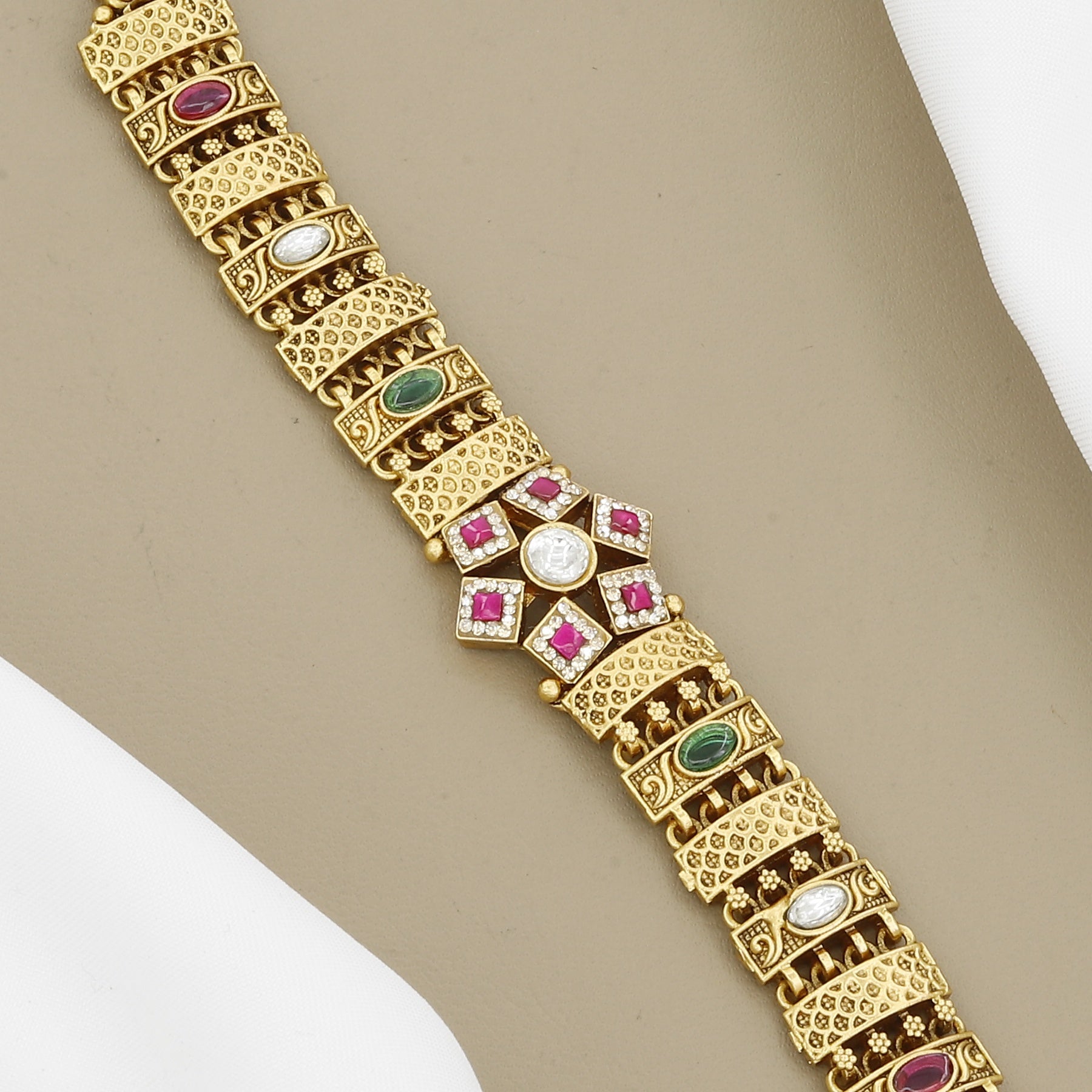 Antique Intricate Floral Design Gold Plated Bracelet