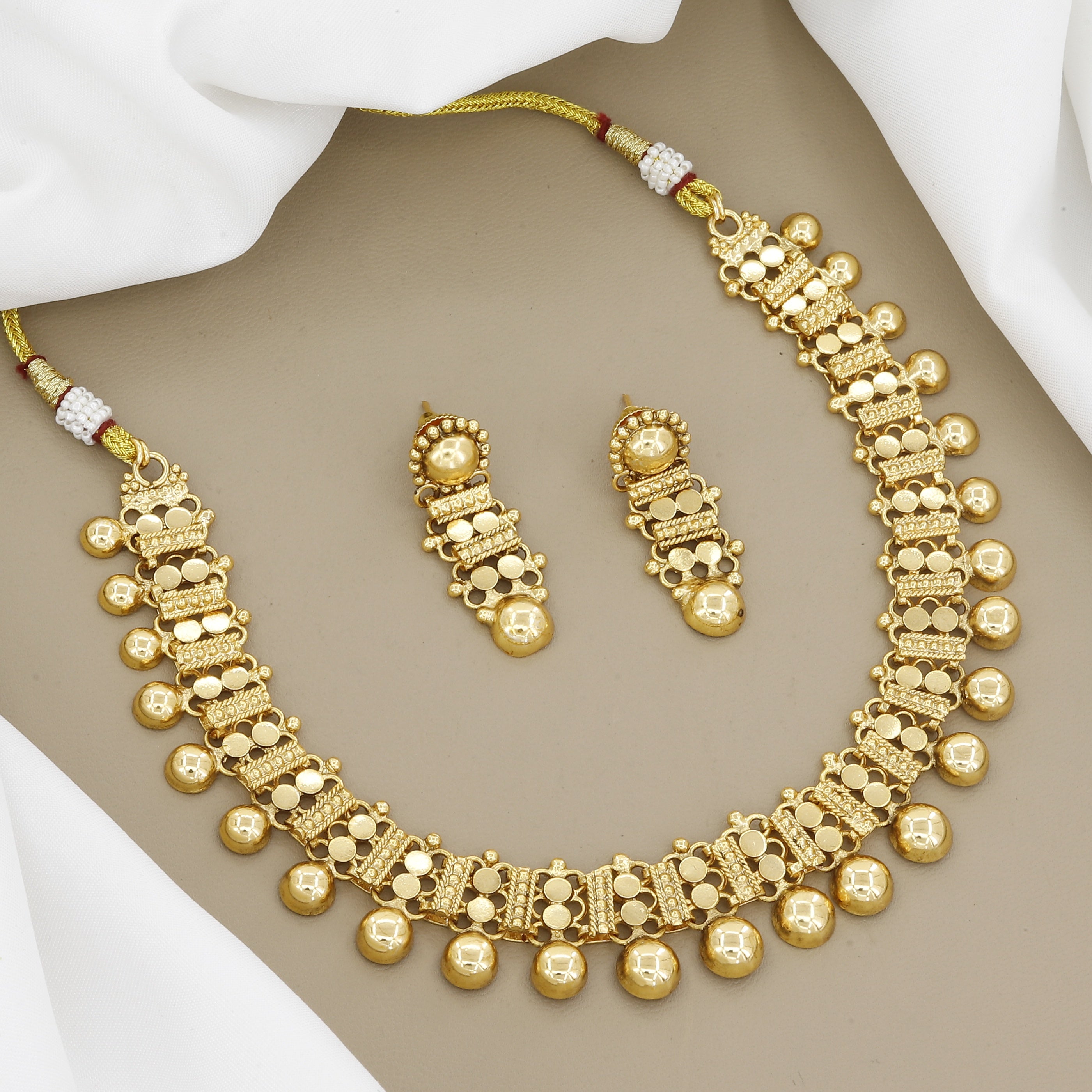 Antique Elegant Gold-Toned Delicate Necklace Set for Women