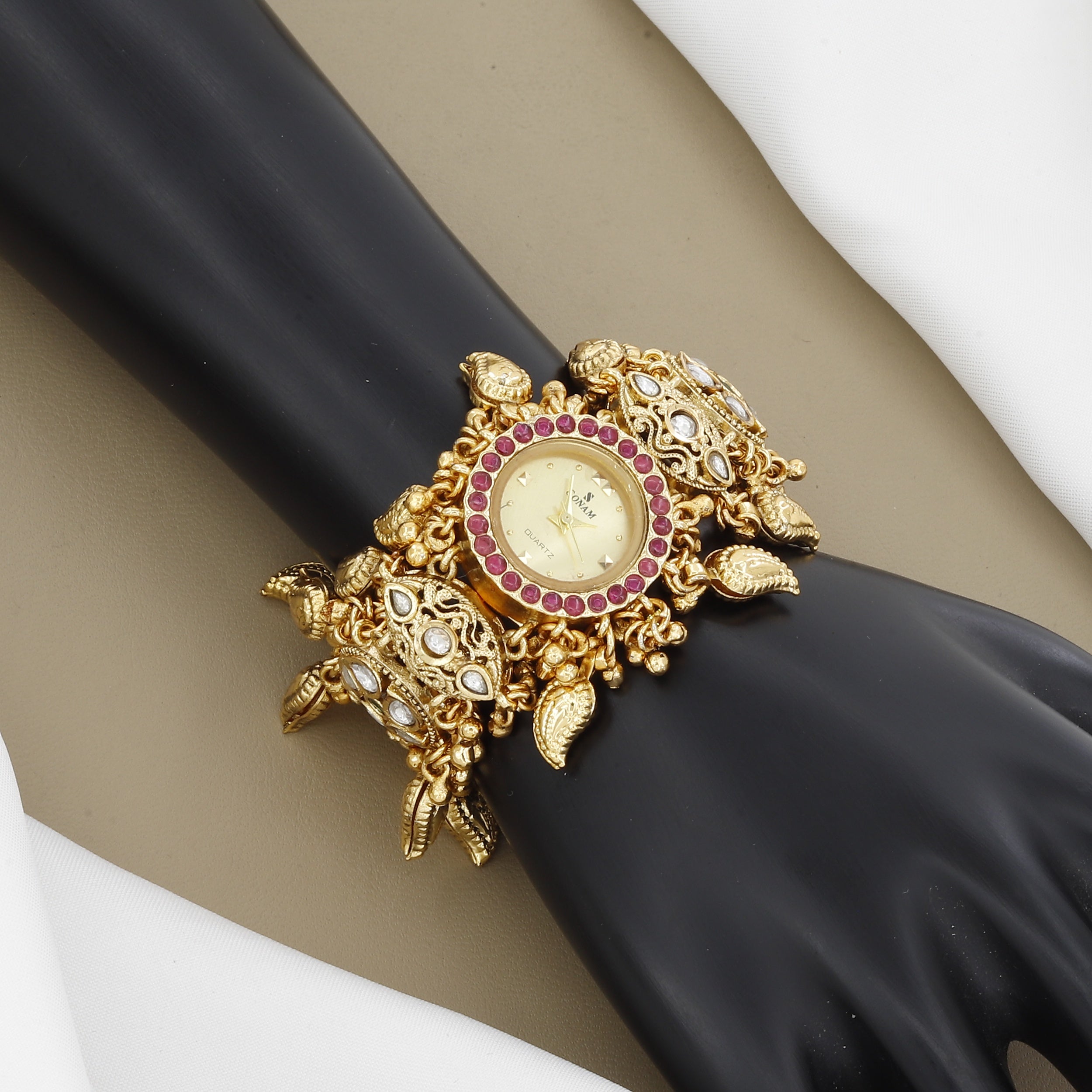 Traditional Watch Bracelet Unique, Kundan and Functional