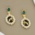Traditional Kundan Polki & Pearl Peacock Jhumka Style Earrings