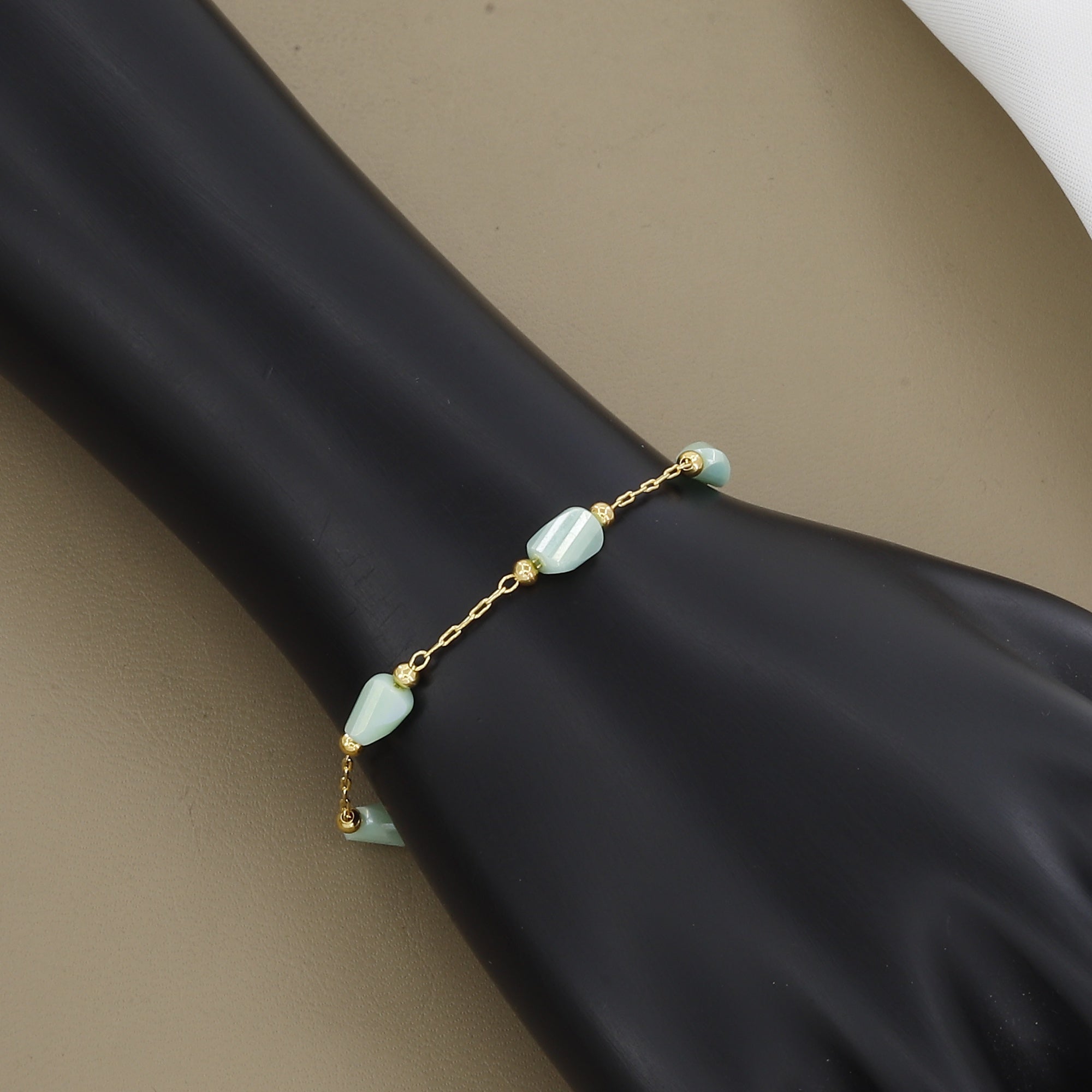 Minimalist Gold Link Bracelet with Stone Accents With Colors