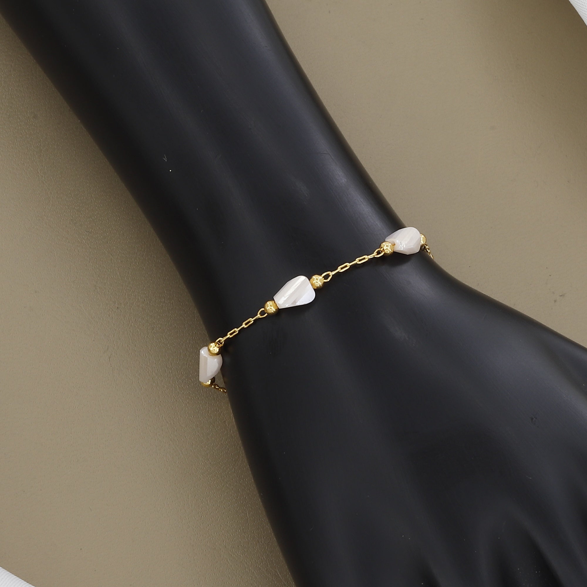 Minimalist Gold Link Bracelet with Stone Accents With Colors