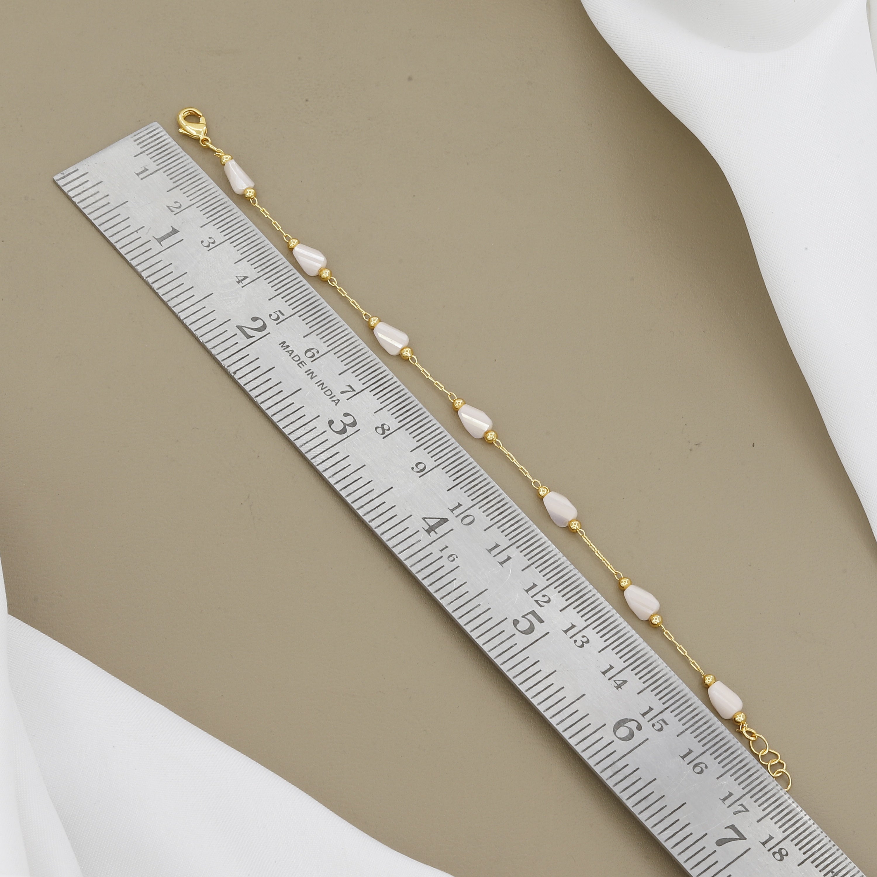 Minimalist Gold Link Bracelet with Stone Accents With Colors