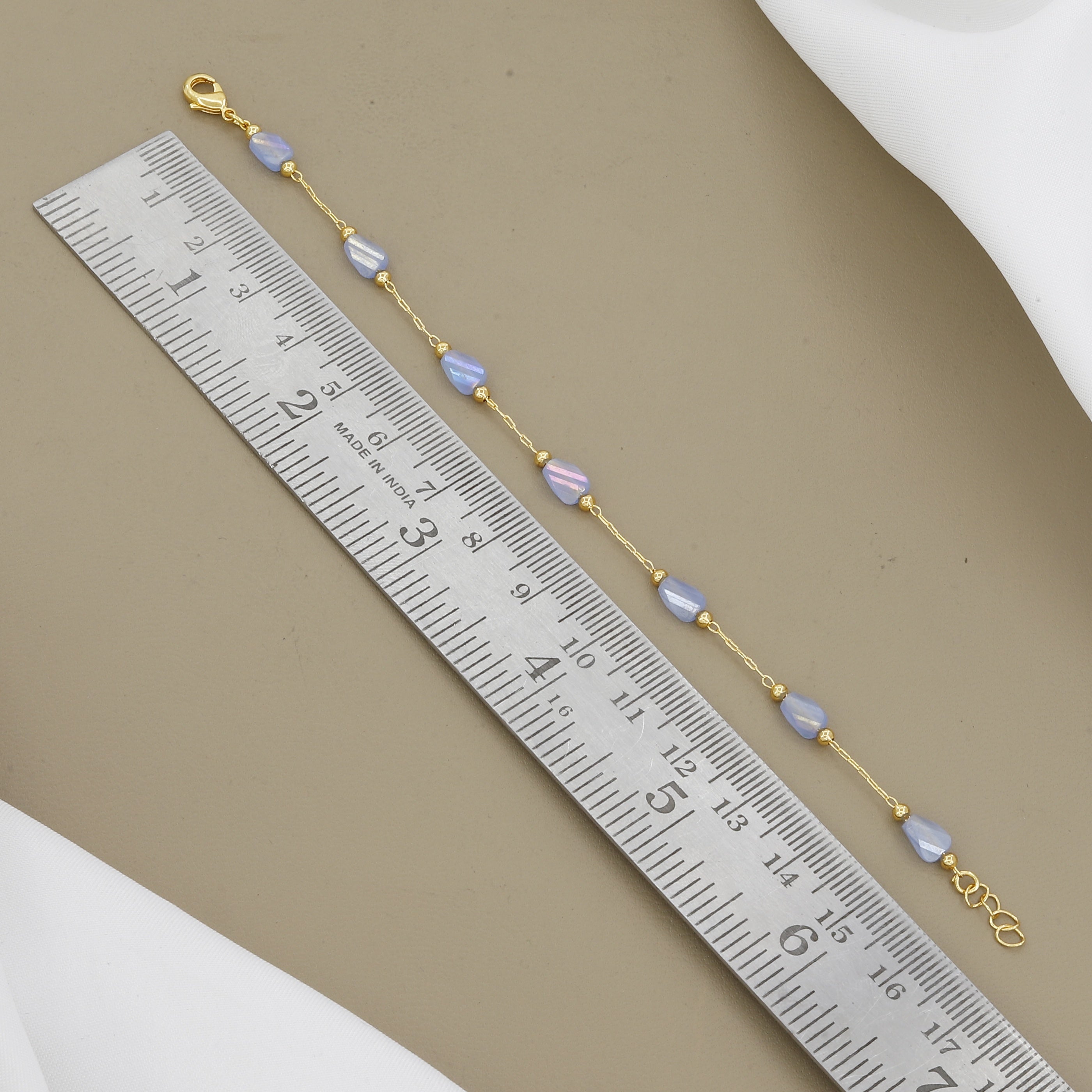 Minimalist Gold Link Bracelet with Stone Accents