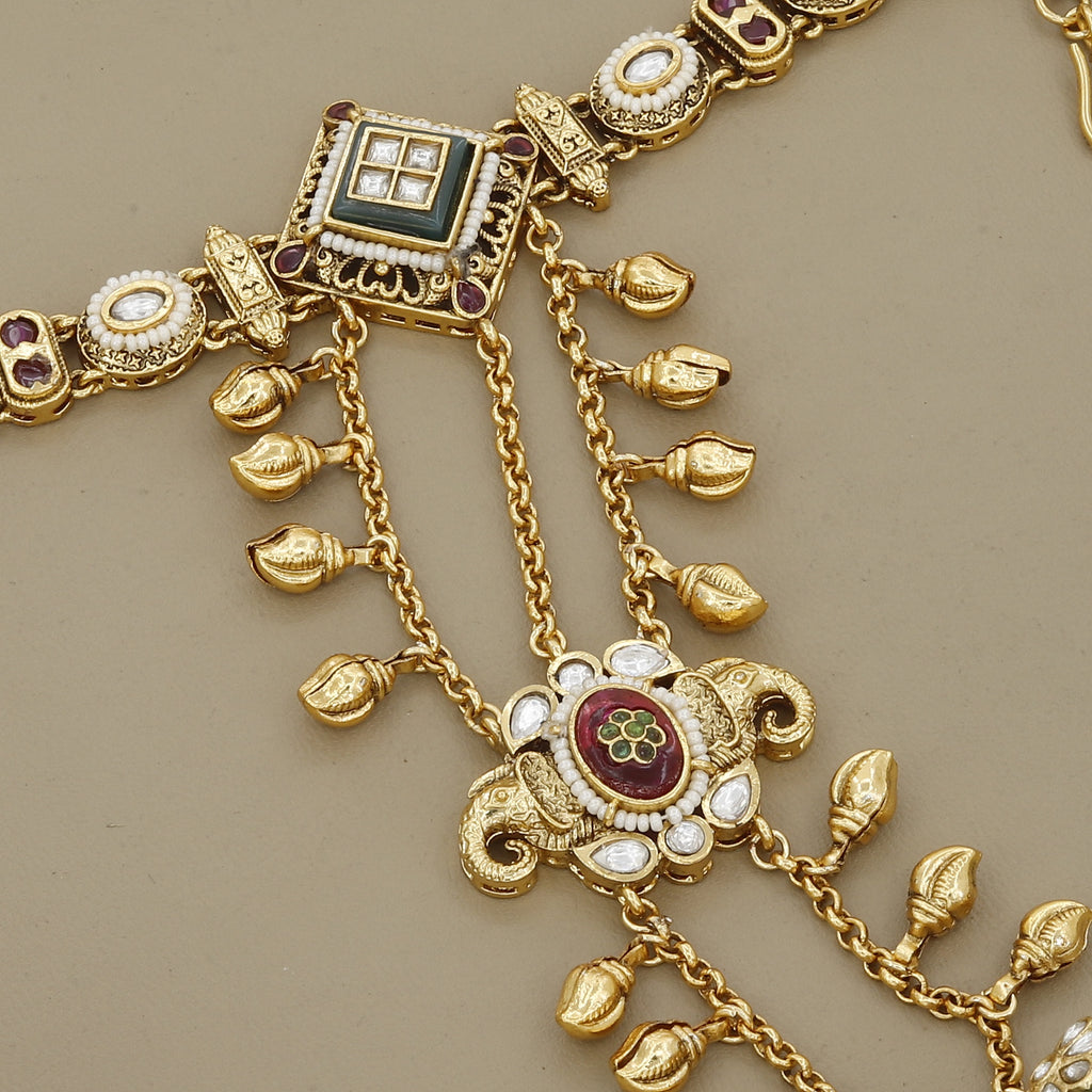 Traditional Heritage Antique Hath Panja with Green Stone