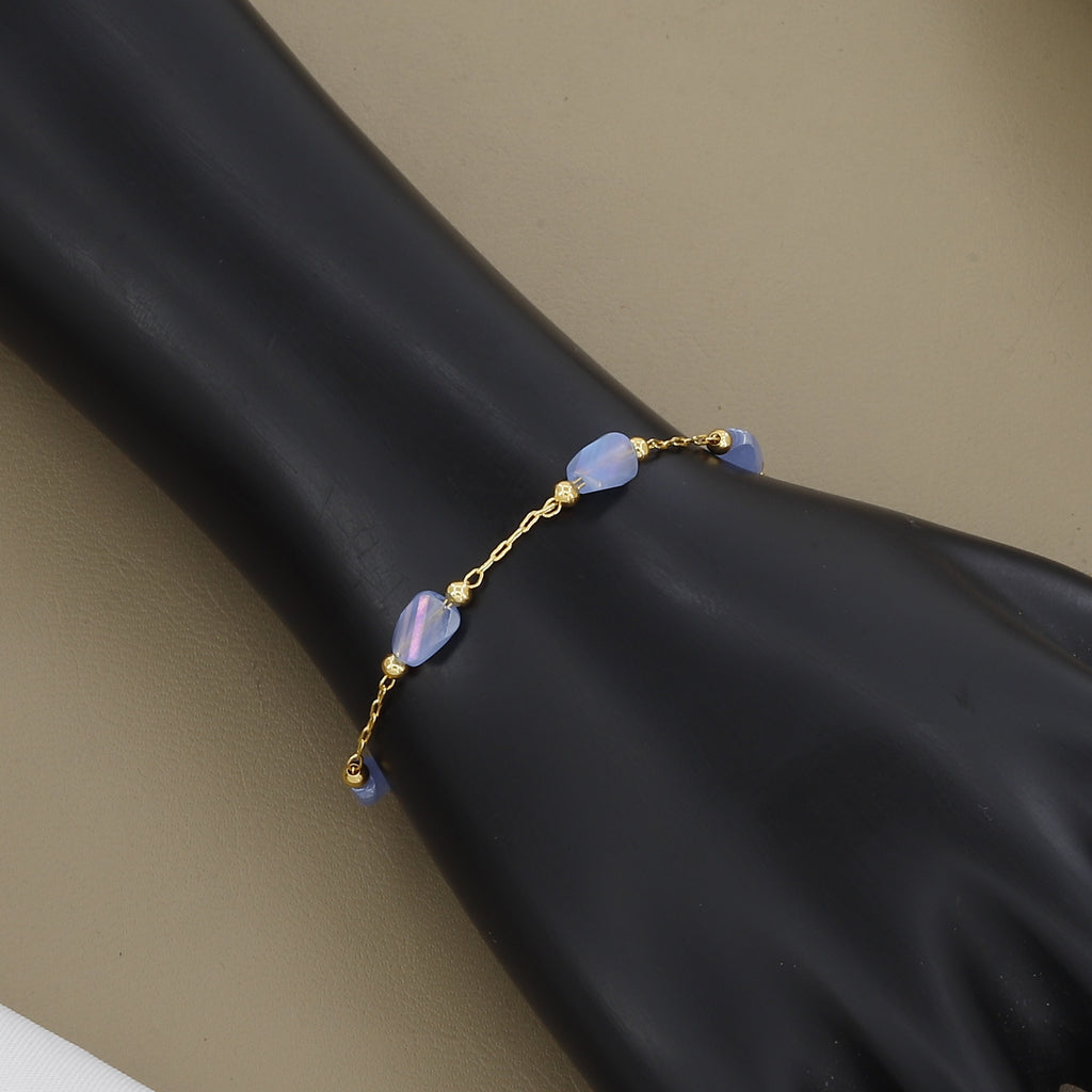 Minimalist Gold Link Bracelet with Stone Accents