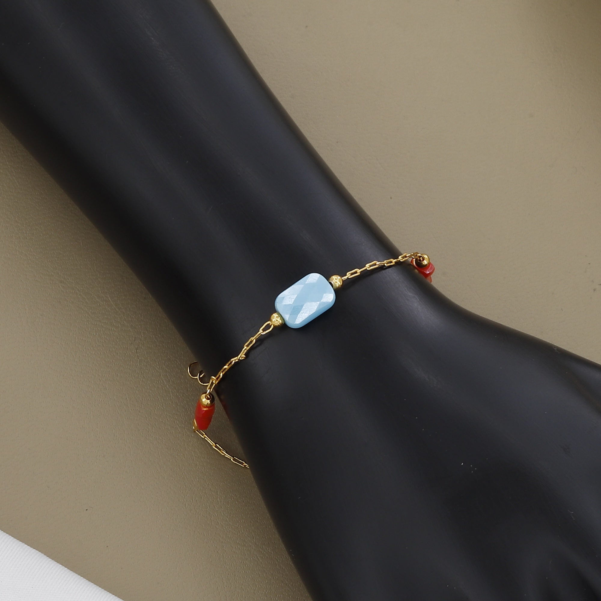 Minimalist Gold Link Bracelet with Stone Accents