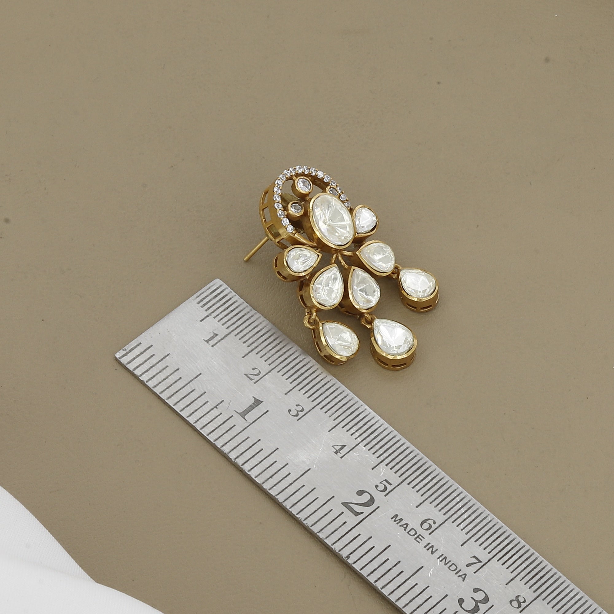 Classic Large Polki Stone Jhumki & Pendant Set for Women