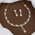 Gold Plated Pearl and CZ Necklace Set