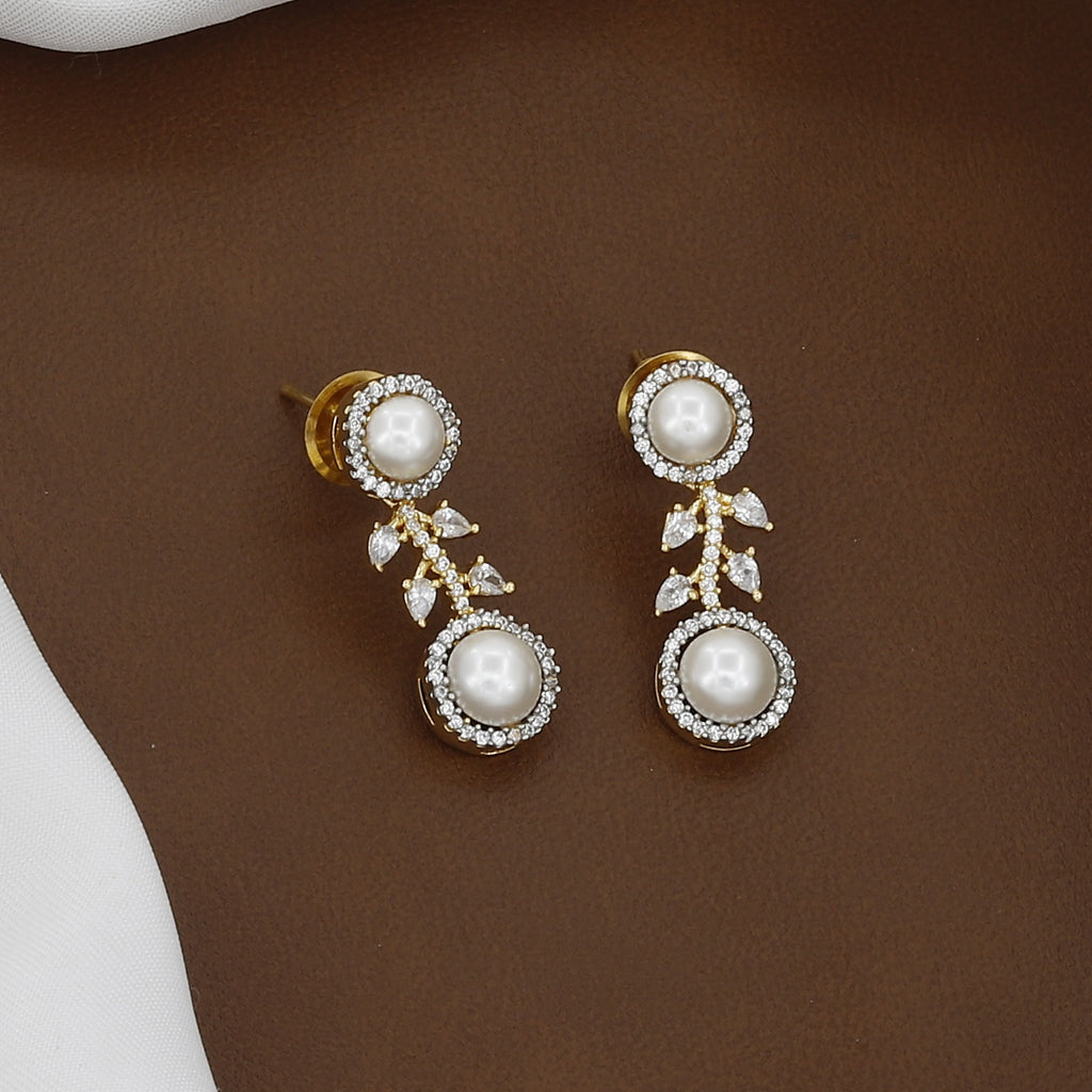 Gold Plated Pearl and CZ Necklace Set