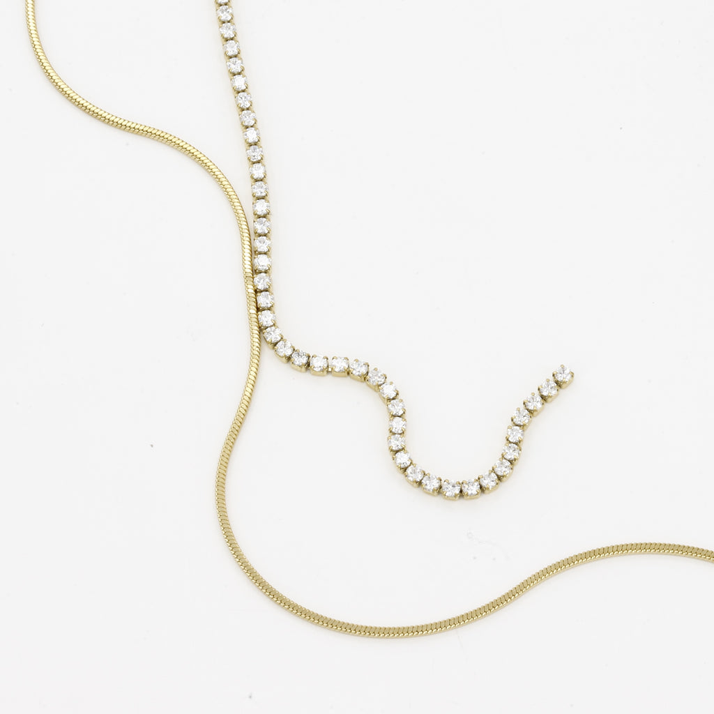 Elegant Tennis Drop Necklace in Gold