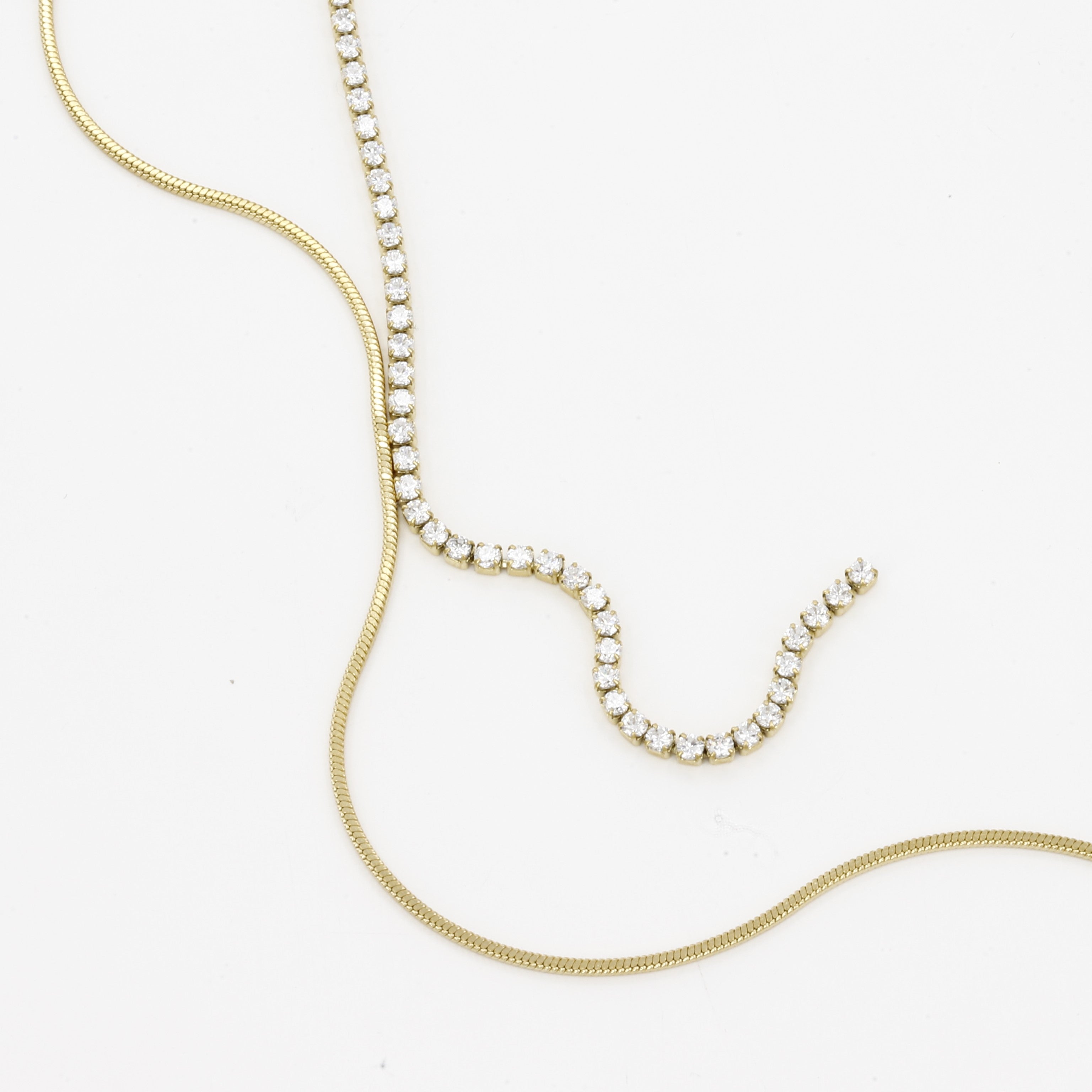 Elegant Tennis Drop Necklace in Gold