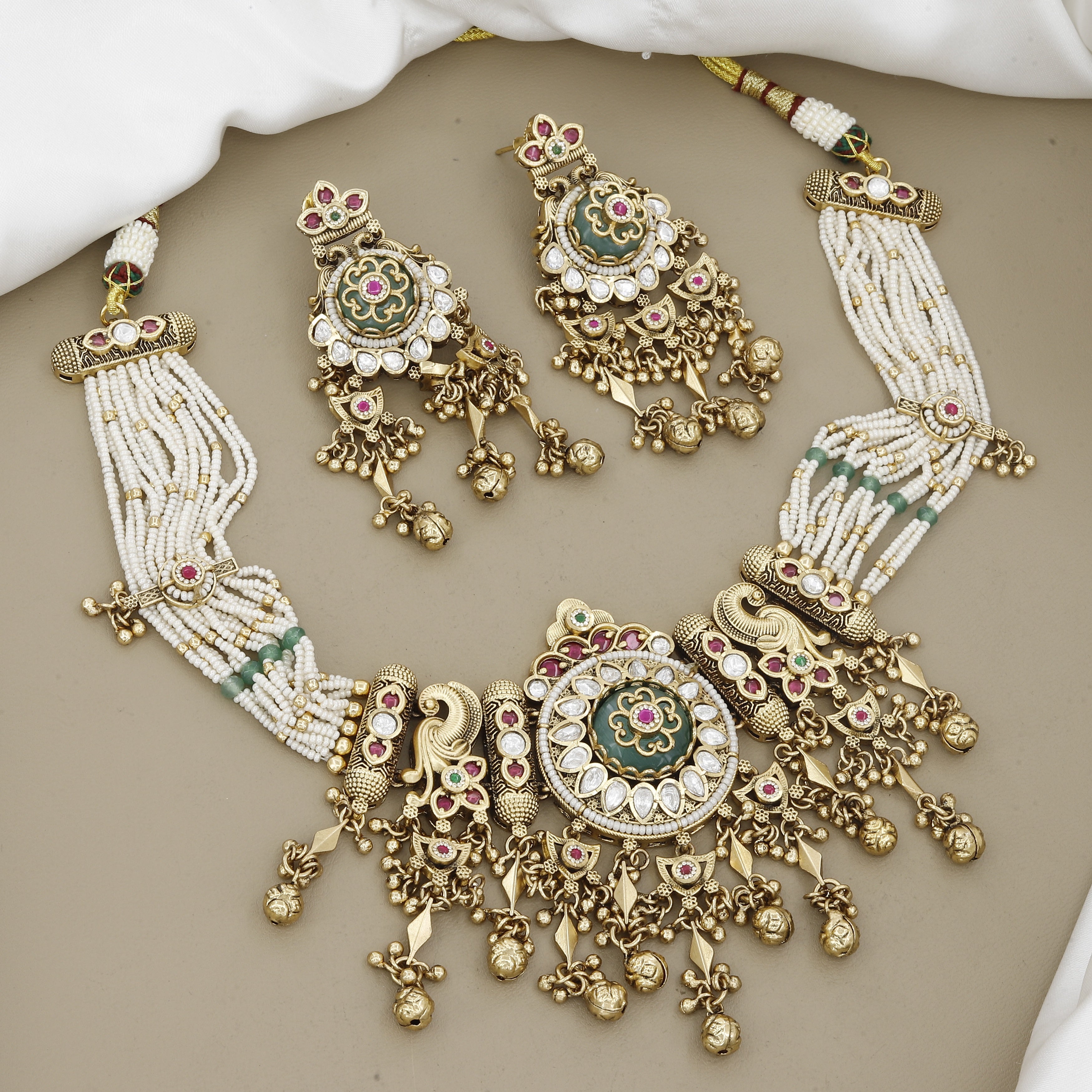 Traditional Heritage Kundan & Pearl Necklace Set