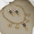 Antique Gold Minimalist Charm Necklace & Earring Set