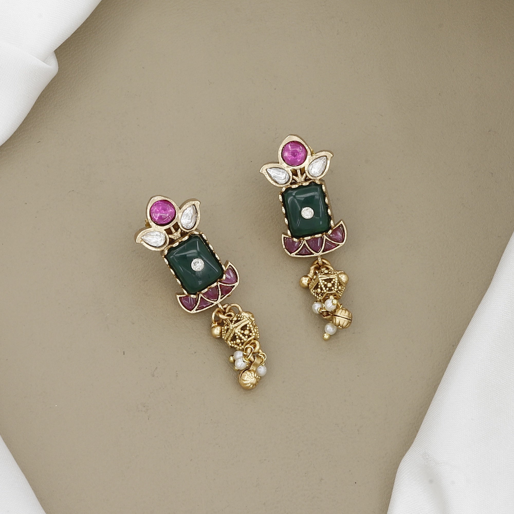 Antique Gold Minimalist Charm Necklace & Earring Set