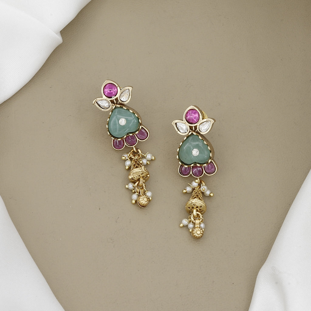 Vintage Antique Gold Pear-Cut Jade & Ruby Necklace Set