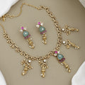 Vintage Antique Gold Pear-Cut Jade & Ruby Necklace Set