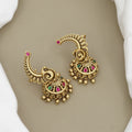 Antique Gold-Plated Peacock Ear-Cuff Jhumka Earrings