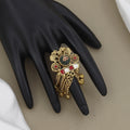 Antique Gold Elephant Motif Statement Ring