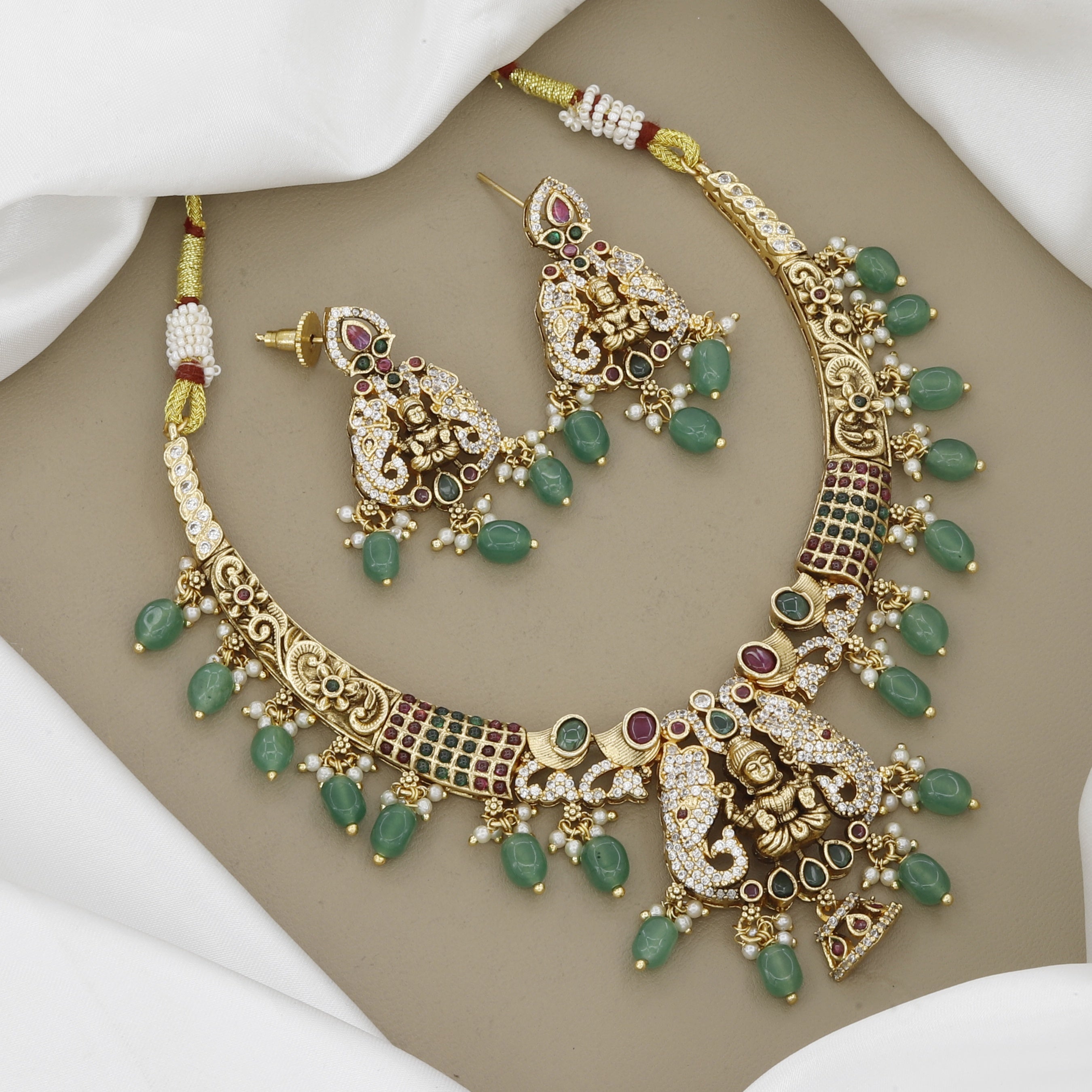 Antique Gold-Plated Lakshmi Temple Jewelry Set