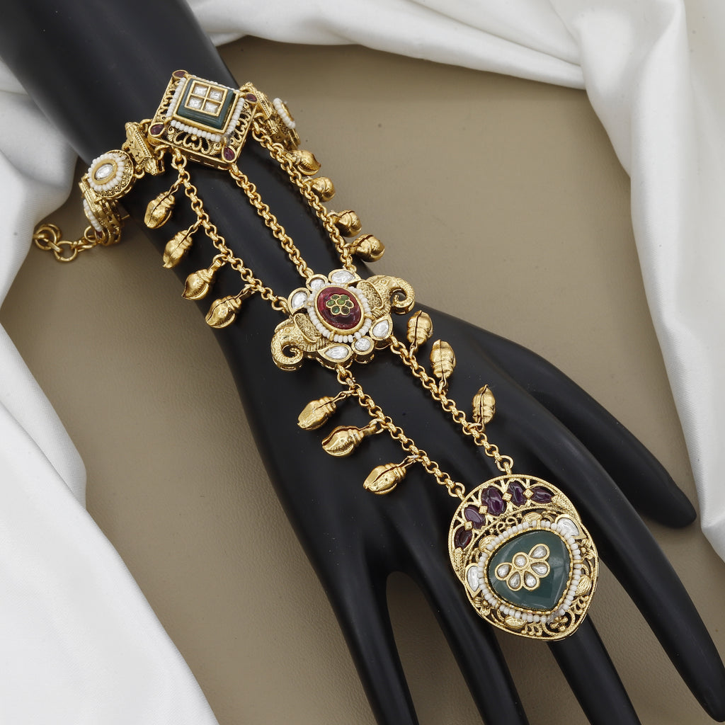 Traditional Heritage Antique Hath Panja with Green Stone