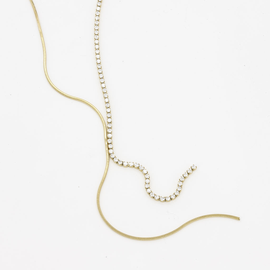 Elegant Tennis Drop Necklace in Gold