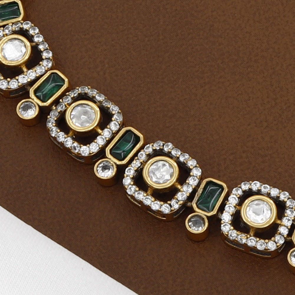 Emerald & Polki Accents Victorian Polished Necklace Set