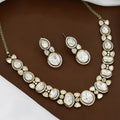 Victorian Polished Exquisite Polki Kundan Teardrop Necklace & Earring Set