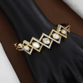 Victorian Polished Geometric Gold Diamond Polki Kundan Kada Bracelet