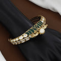Victorian Polished Vintage Meenakari Kada with Center Pearl & Kundan Inlay