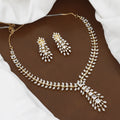 Gold-polished American Diamond Leaf Necklace Set
