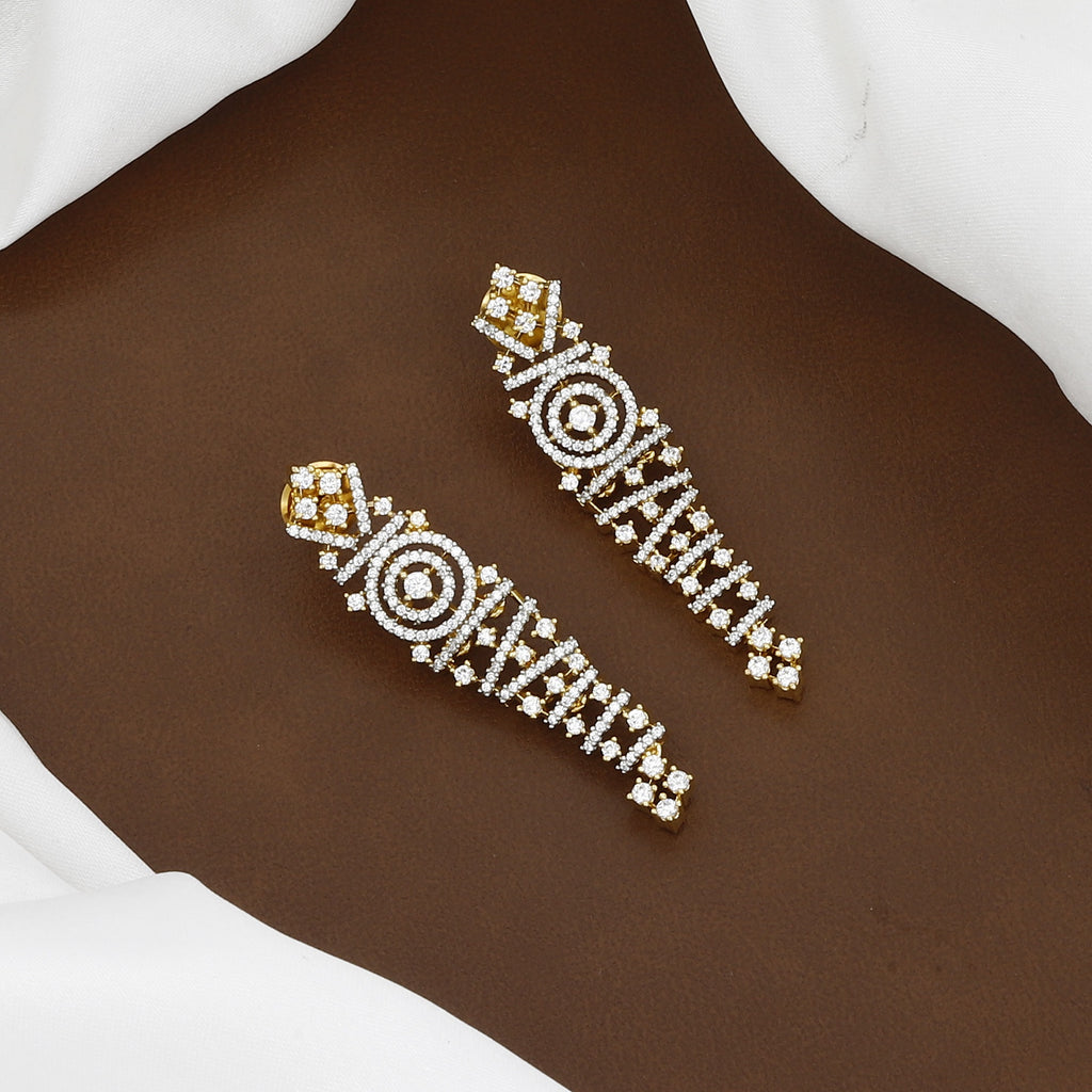 Gold-Toned Geometric American Diamond Necklace Set